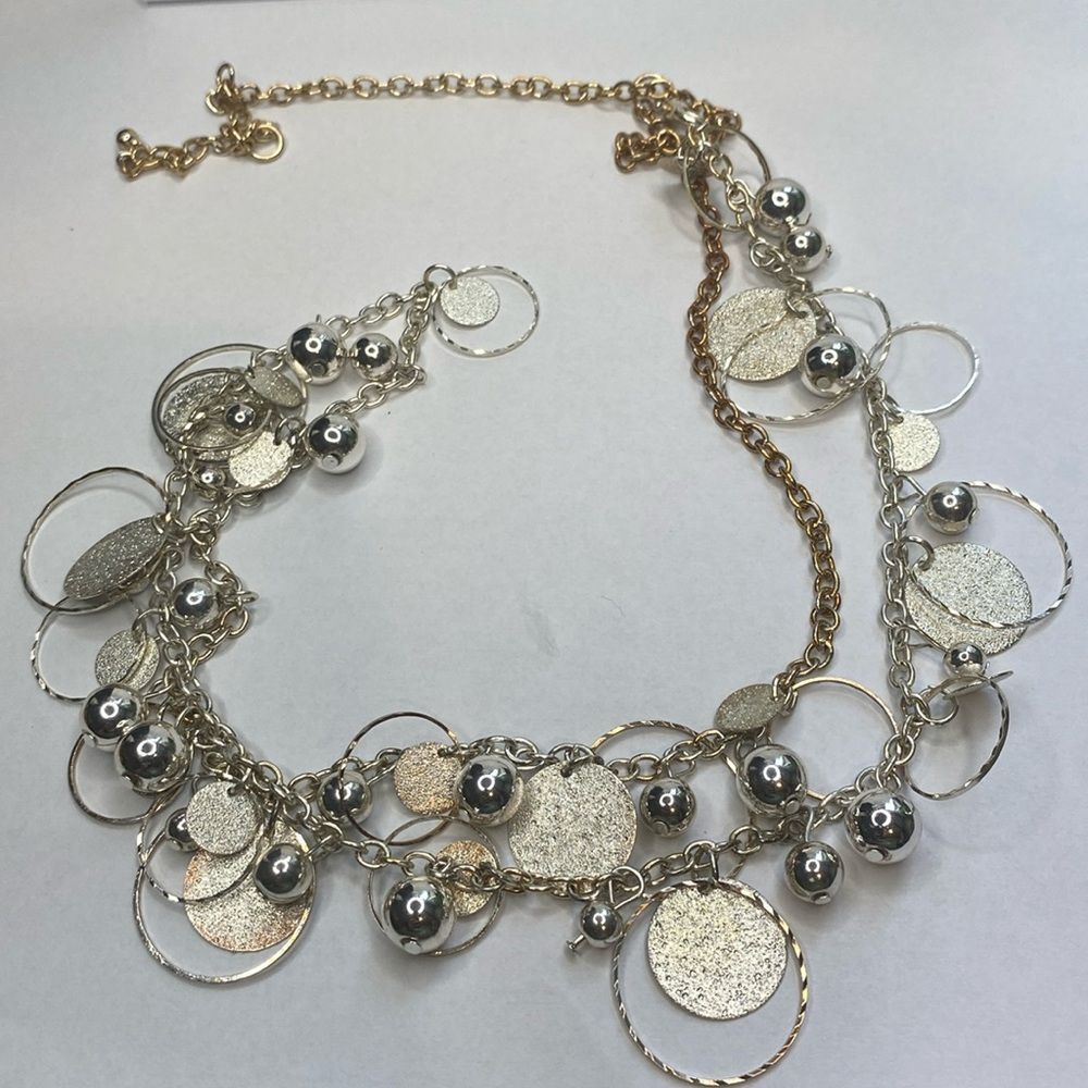 Silver Tone Bangle Style Adjustable Necklace